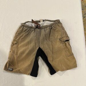 Vintage Zoic‎ Cycling Cargo Shorts Tan Mens Size XL Lined Elastic Waist